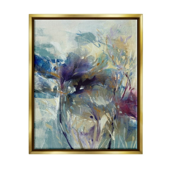 Stupell Industries Abstract Layered Botanical Arrangement Painting Metallic Gold Floating Framed Canvas Print Wall Art, Design by K. Nari