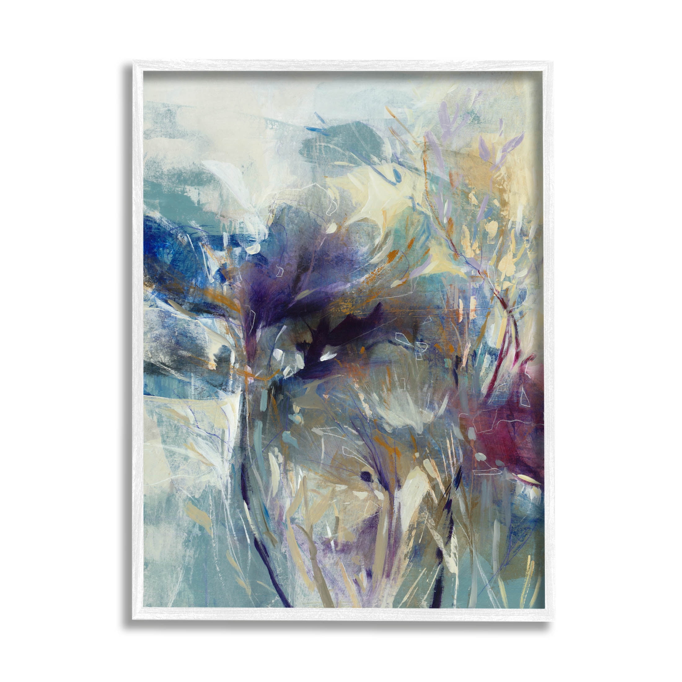 Stupell Industries Abstract Layered Botanical Arrangement Painting White Framed Art Print Wall Art, Design by K. Nari
