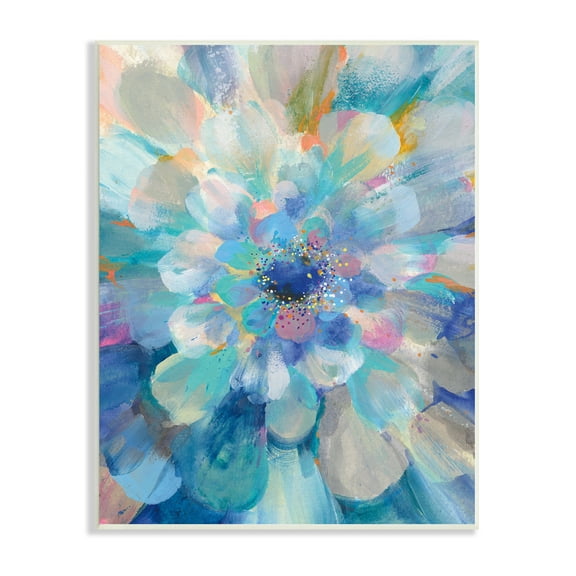 Stupell Industries Abstract Layered Floral Petals Centric Blue Flower Abstract Painting Unframed Art Print Wall Art, 10 x 15
