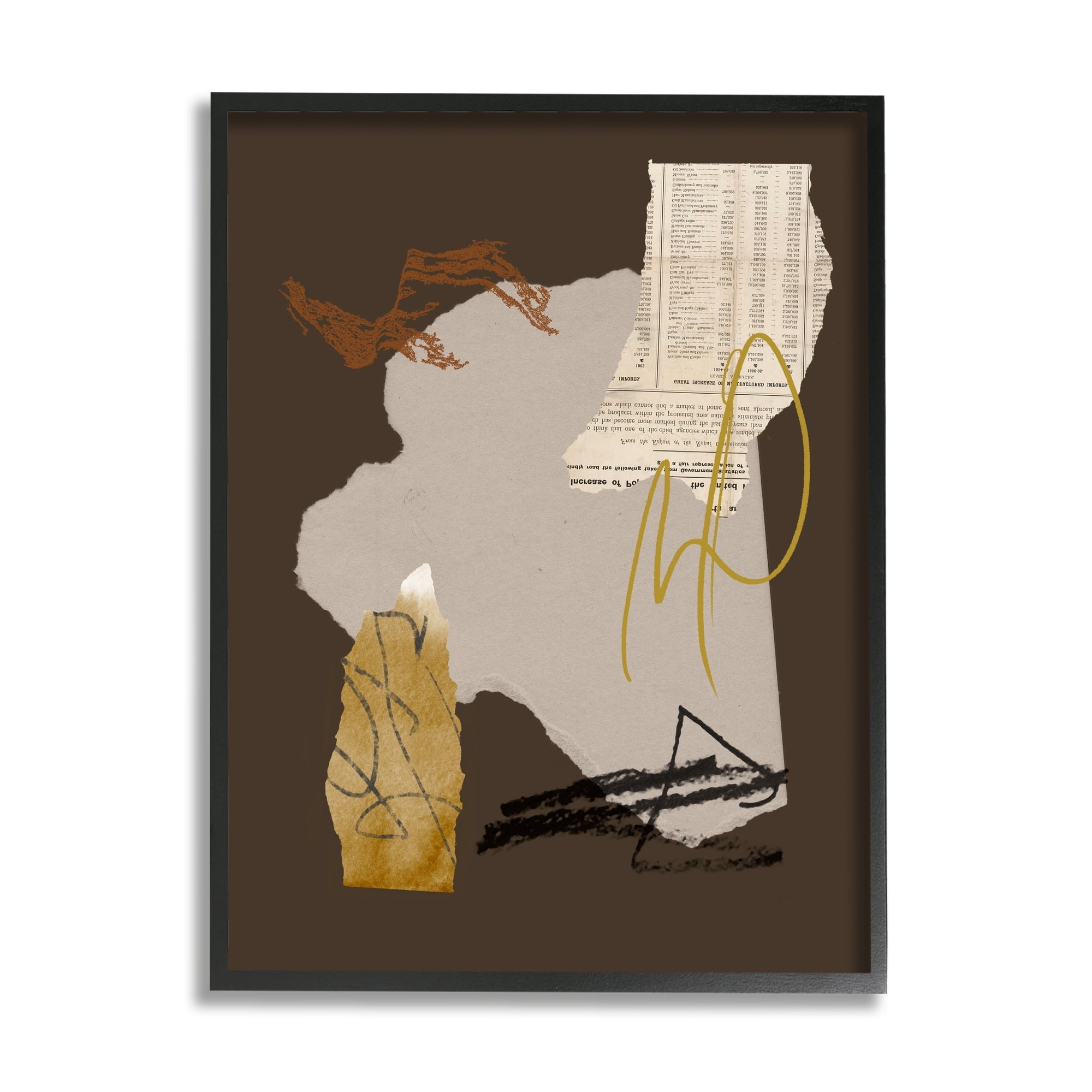Stupell Industries Abstract Layered Paper Clippings Collage Modern Design Graphic Art Black Framed Art Print Wall Art, Design by Melissa Wang