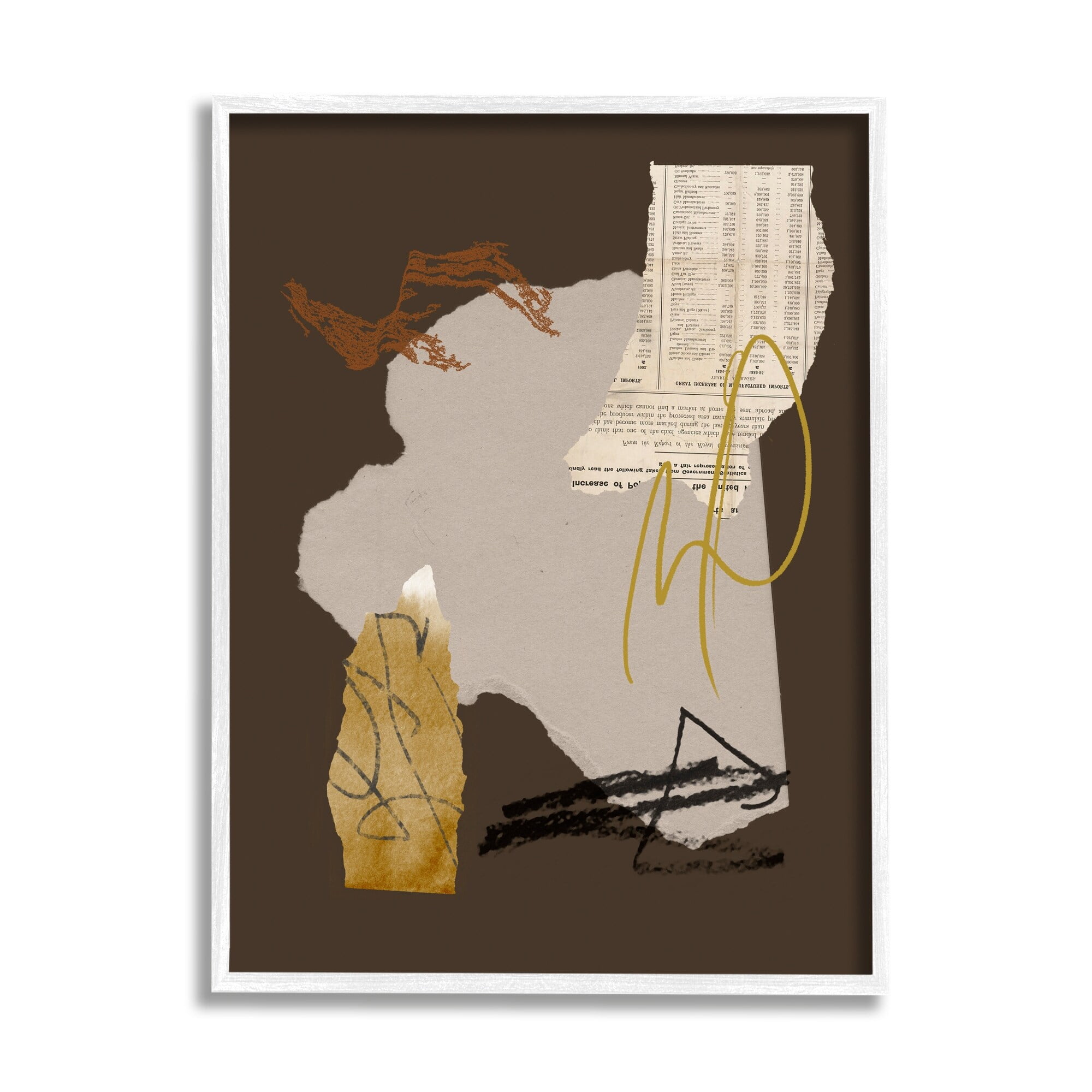 Stupell Industries Abstract Layered Paper Clippings Collage Modern Design Graphic Art White Framed Art Print Wall Art, Design by Melissa Wang