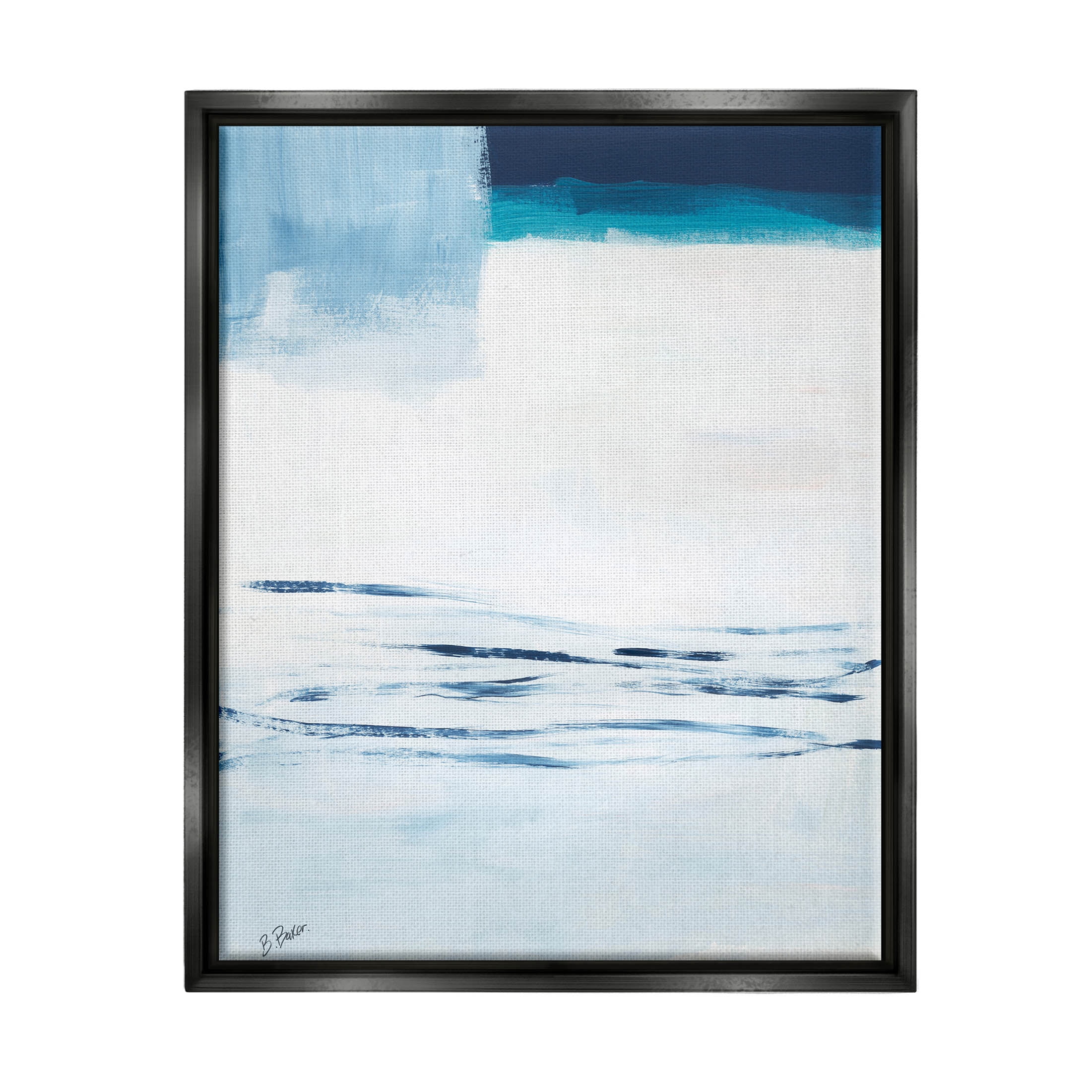 Stupell Industries Abstract Layered Winter Landscape Painting Jet Black Floating Framed Canvas Print Wall Art, Design by Bronwyn Baker