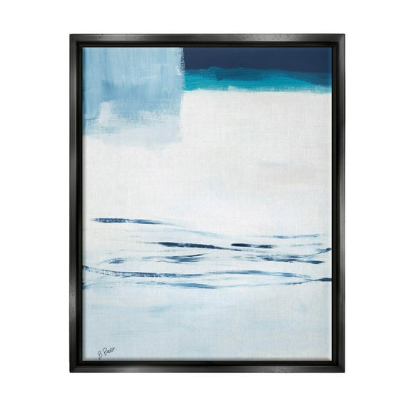 Stupell Industries Abstract Layered Winter Landscape Painting Jet Black Floating Framed Canvas Print Wall Art, Design by Bronwyn Baker