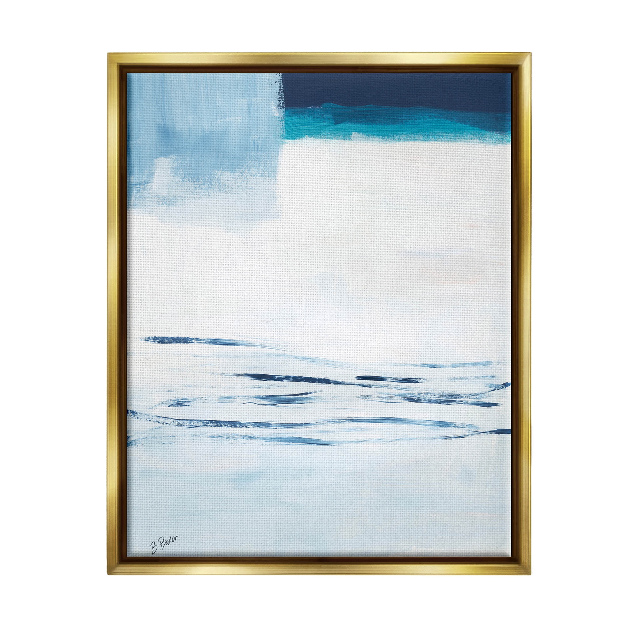 Stupell Industries Abstract Layered Winter Landscape Painting Metallic Gold Floating Framed Canvas Print Wall Art, Design by Bronwyn Baker