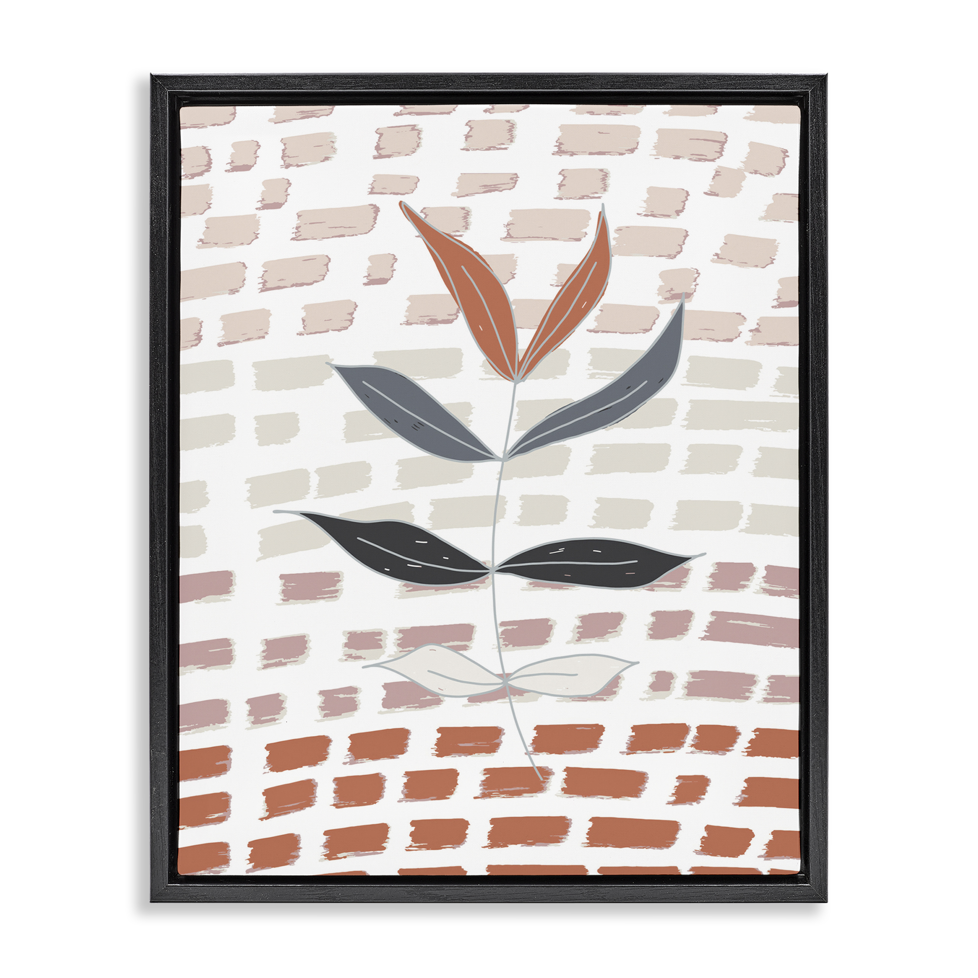 Stupell Industries Abstract Leaf on Pattern Plants & Flowers Painting Black Floater Framed Canvas Art Print Wall Art, 17 x 21