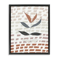 Stupell Industries Abstract Leaf on Pattern Plants & Flowers Painting Black Floater Framed Canvas Art Print Wall Art, 17 x 21