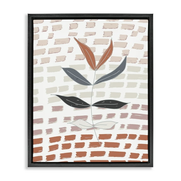 Stupell Industries Abstract Leaf on Pattern Plants & Flowers Painting Black Floater Framed Canvas Art Print Wall Art, 17 x 21