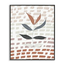 Stupell Industries Abstract Leaf on Pattern Plants & Flowers Painting Black Framed Art Print Wall Art, 11 x 14