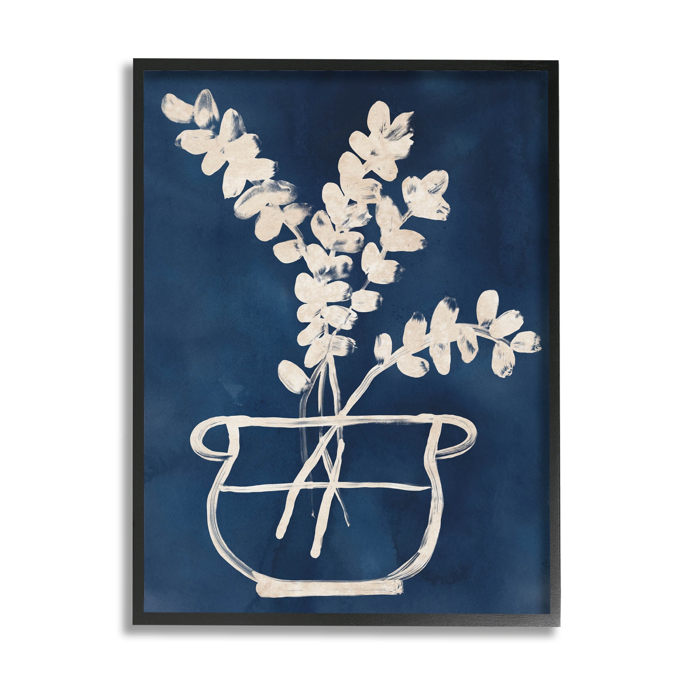 Stupell Industries Abstract Leaves Botanical Outline Graphic Art Black Framed Art Print Wall Art, Design by June Erica Vess