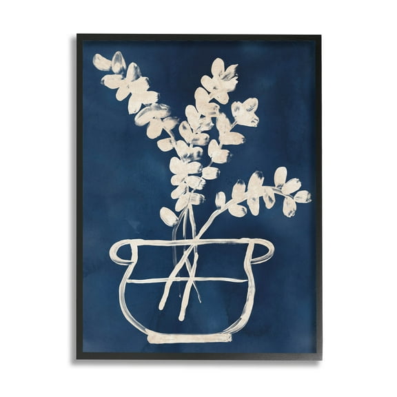 Stupell Industries Abstract Leaves Botanical Outline Graphic Art Black Framed Art Print Wall Art, Design by June Erica Vess