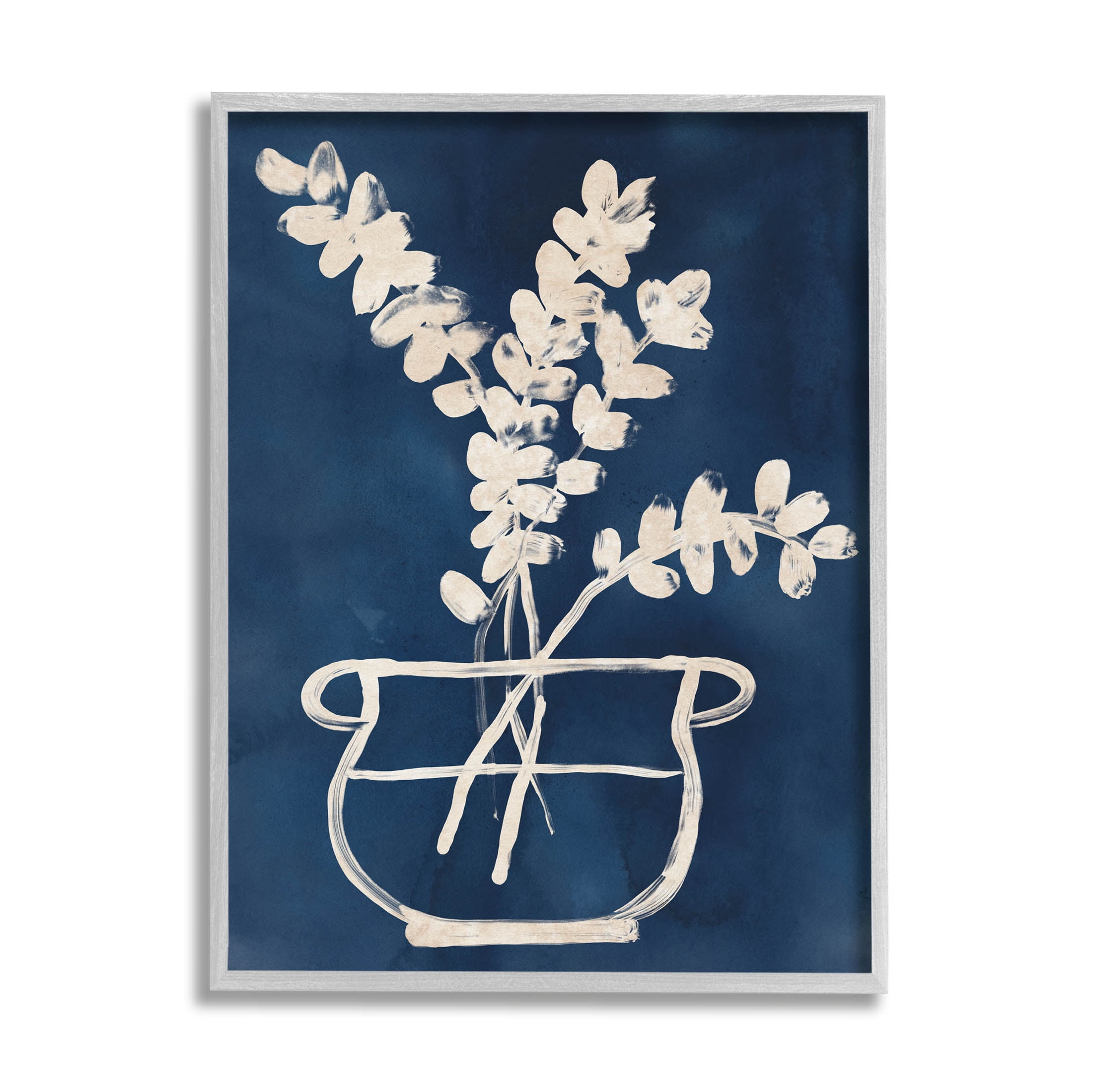 Stupell Industries Abstract Leaves Botanical Outline Graphic Art Gray Framed Art Print Wall Art, Design by June Erica Vess