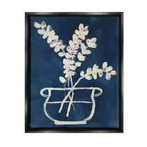 Stupell Industries Abstract Leaves Botanical Outline Graphic Art Jet Black Floating Framed Canvas Print Wall Art, Design by June Erica Vess