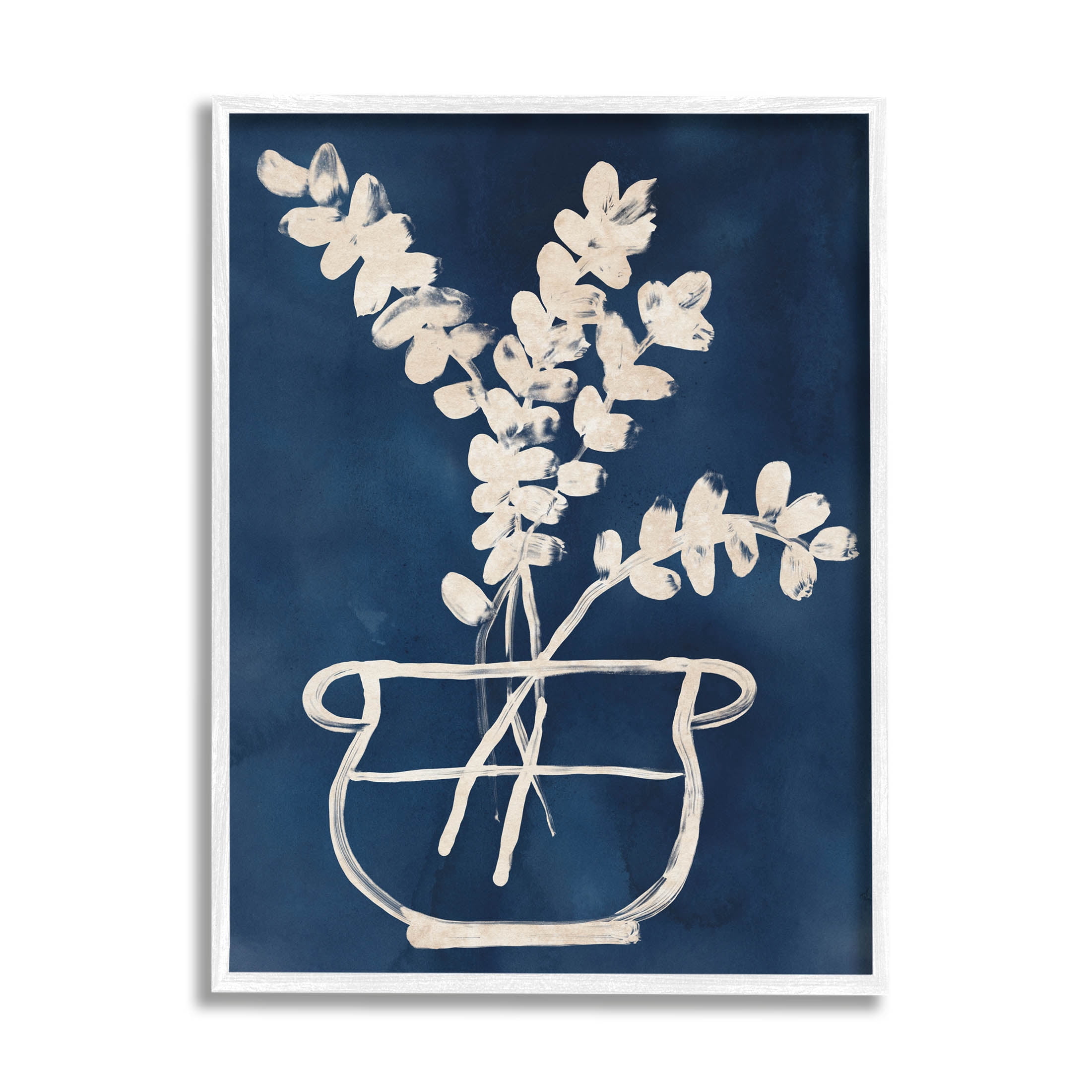 Stupell Industries Abstract Leaves Botanical Outline Graphic Art White Framed Art Print Wall Art, Design by June Erica Vess