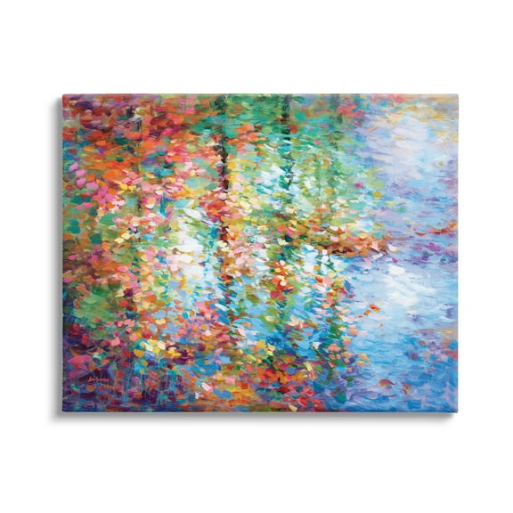 Stupell Industries Abstract Leaves Colorful Reflections Landscape Painting Gallery Wrapped Canvas Art Print Wall Art, 20 x 16
