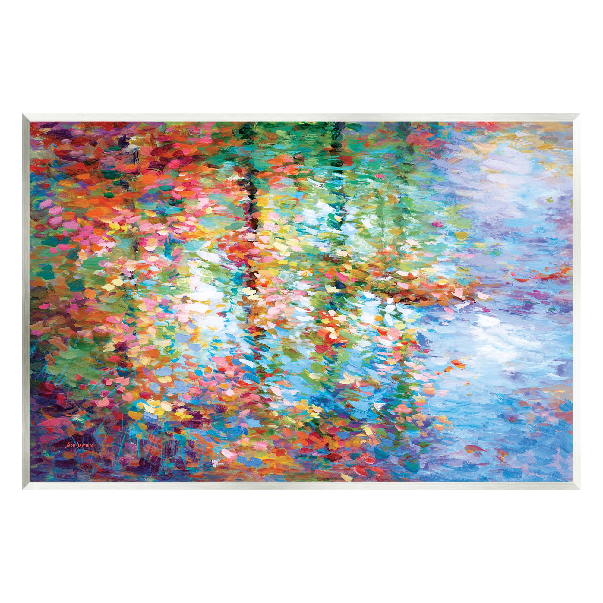 Stupell Industries Abstract Leaves Colorful Reflections Landscape Painting Unframed Art Print Wall Art, 19 x 13