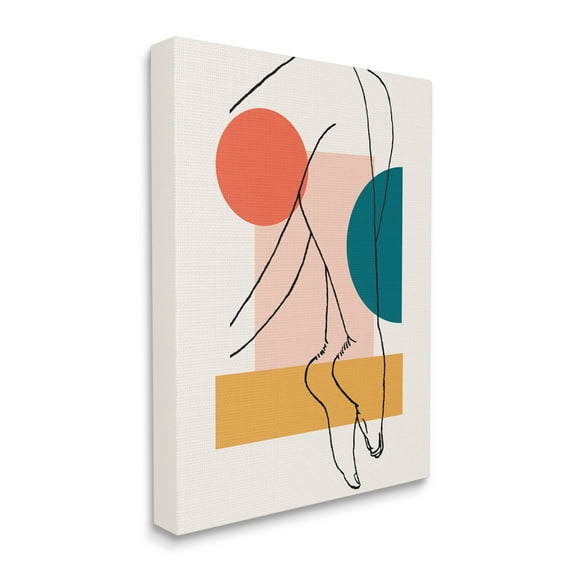 Stupell Industries Abstract Legs over Bold Geometric Blocked Shapes Novelty Painting Gallery Wrapped Canvas Art Print Wall Art, 36 x 48
