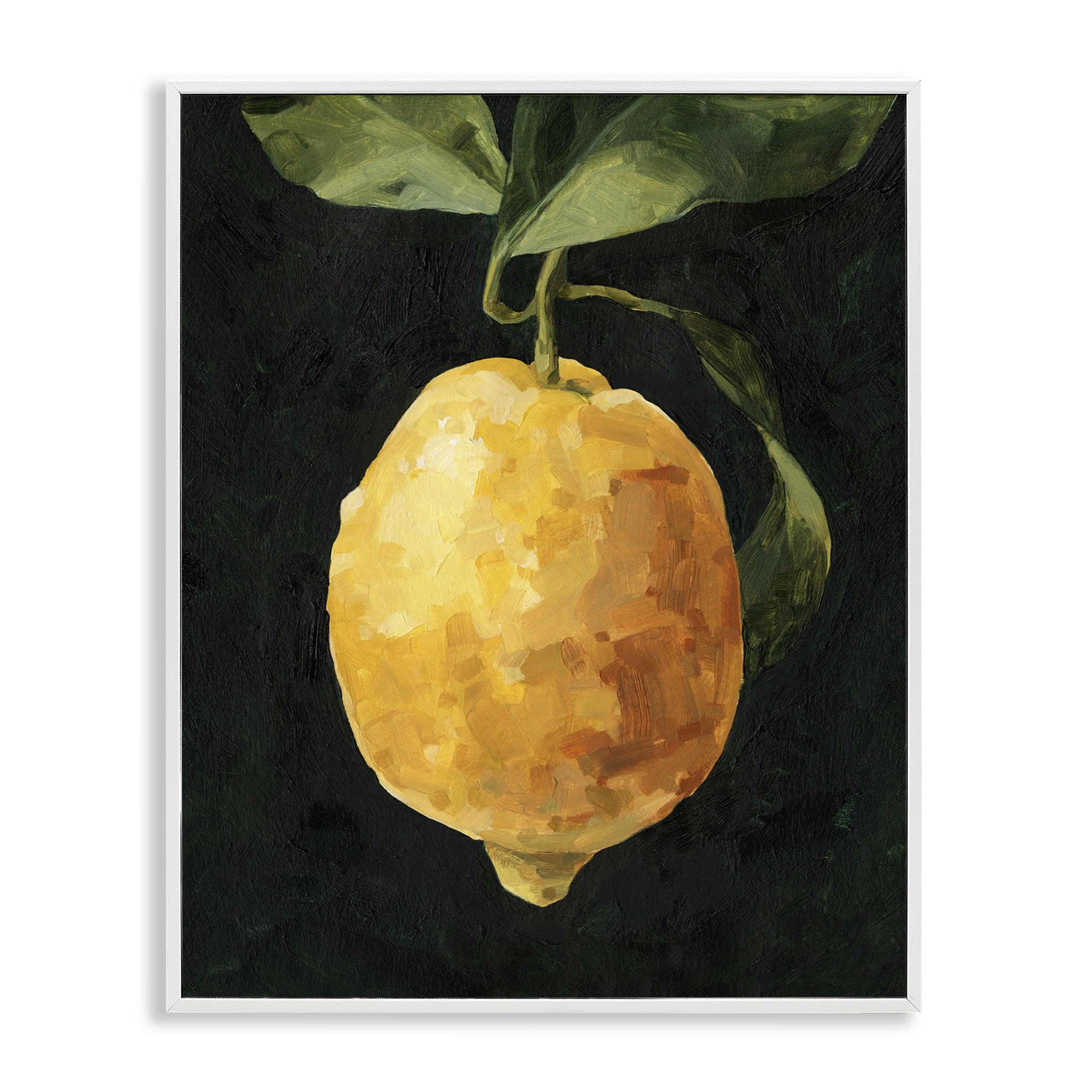 Stupell Industries Abstract Lemon on Vine Food & Beverage Painting White Framed Art Print Wall Art, 24 x 30