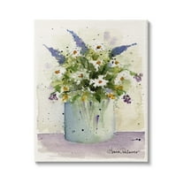 Stupell Industries Abstract Lilac & Daisy Blooms Botanical & Floral Painting Gallery Wrapped Canvas Print Wall Art