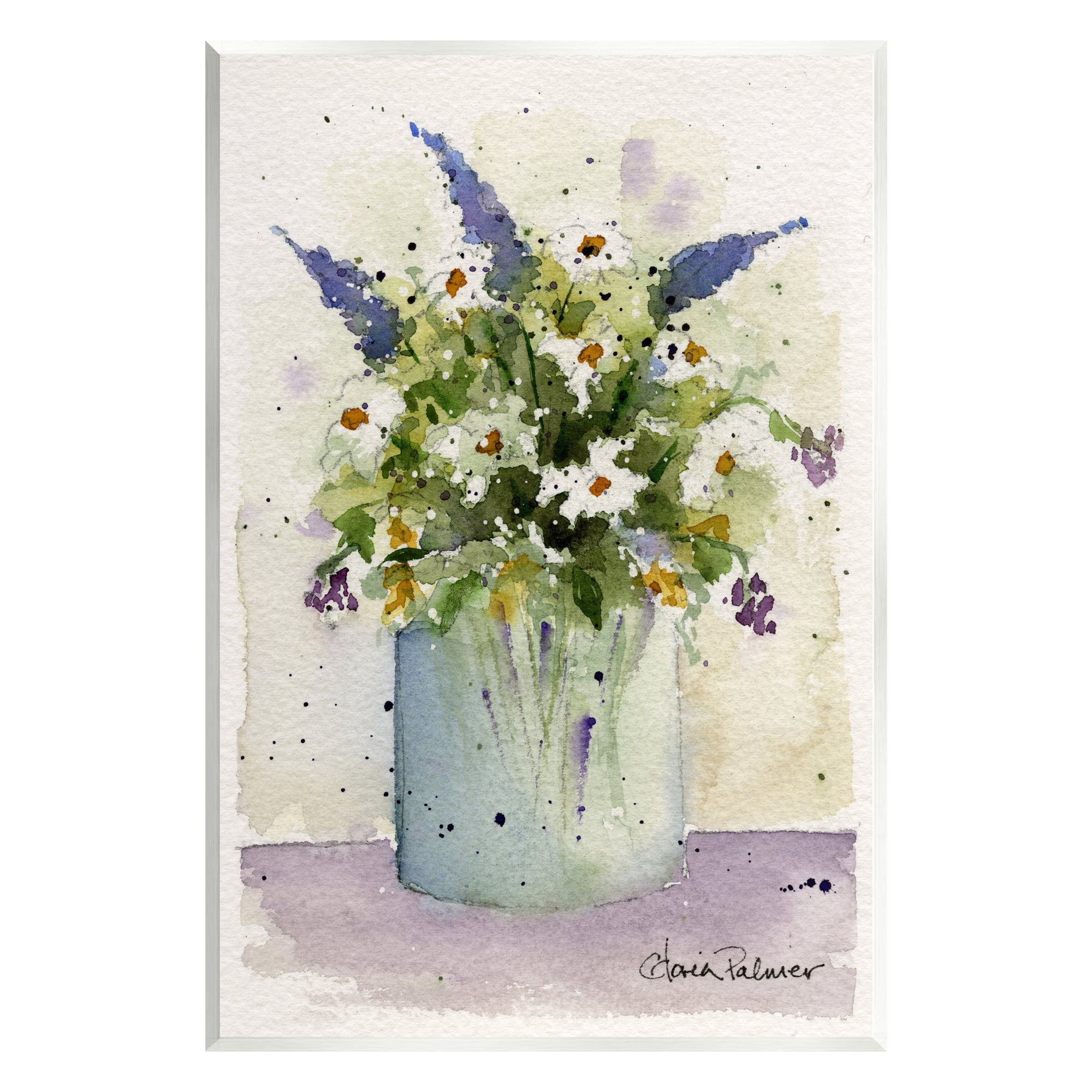 Stupell Industries Abstract Lilac & Daisy Blooms Botanical & Floral Painting Unframed Art Print Wall Art