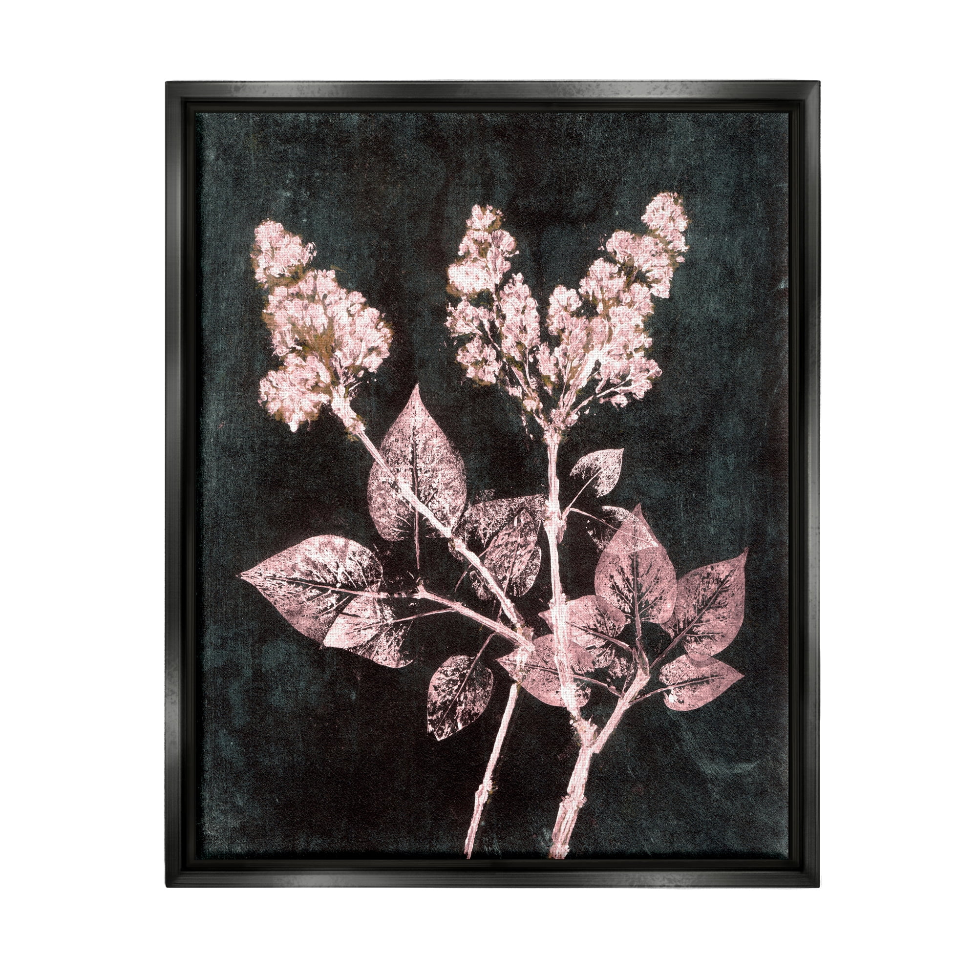 Stupell Industries Abstract Lilac Plant Botanical & Floral Painting Black Floater Framed Art Print Wall Art, 25 x 31