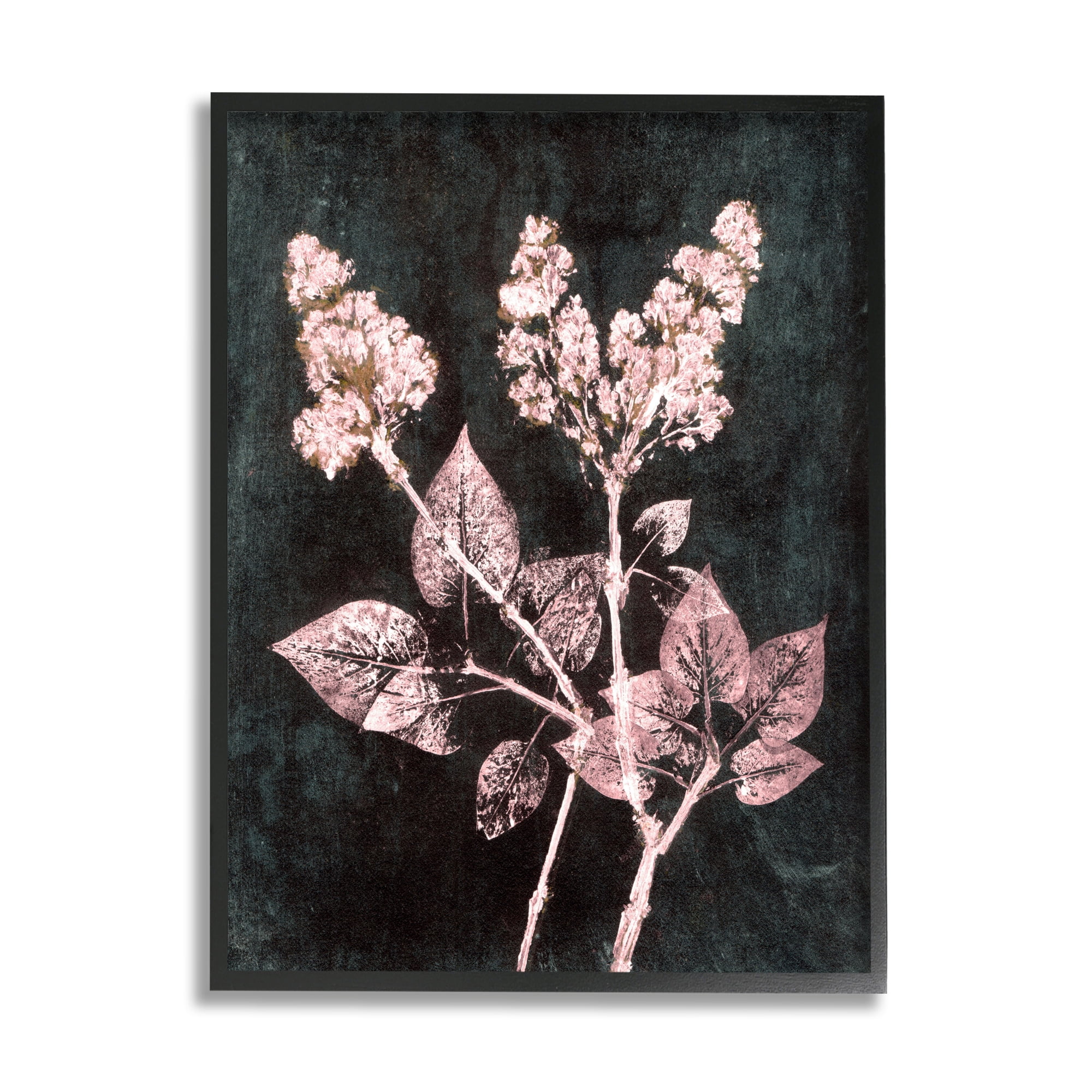 Stupell Industries Abstract Lilac Plant Botanical & Floral Painting Black Framed Art Print Wall Art, 24 x 30