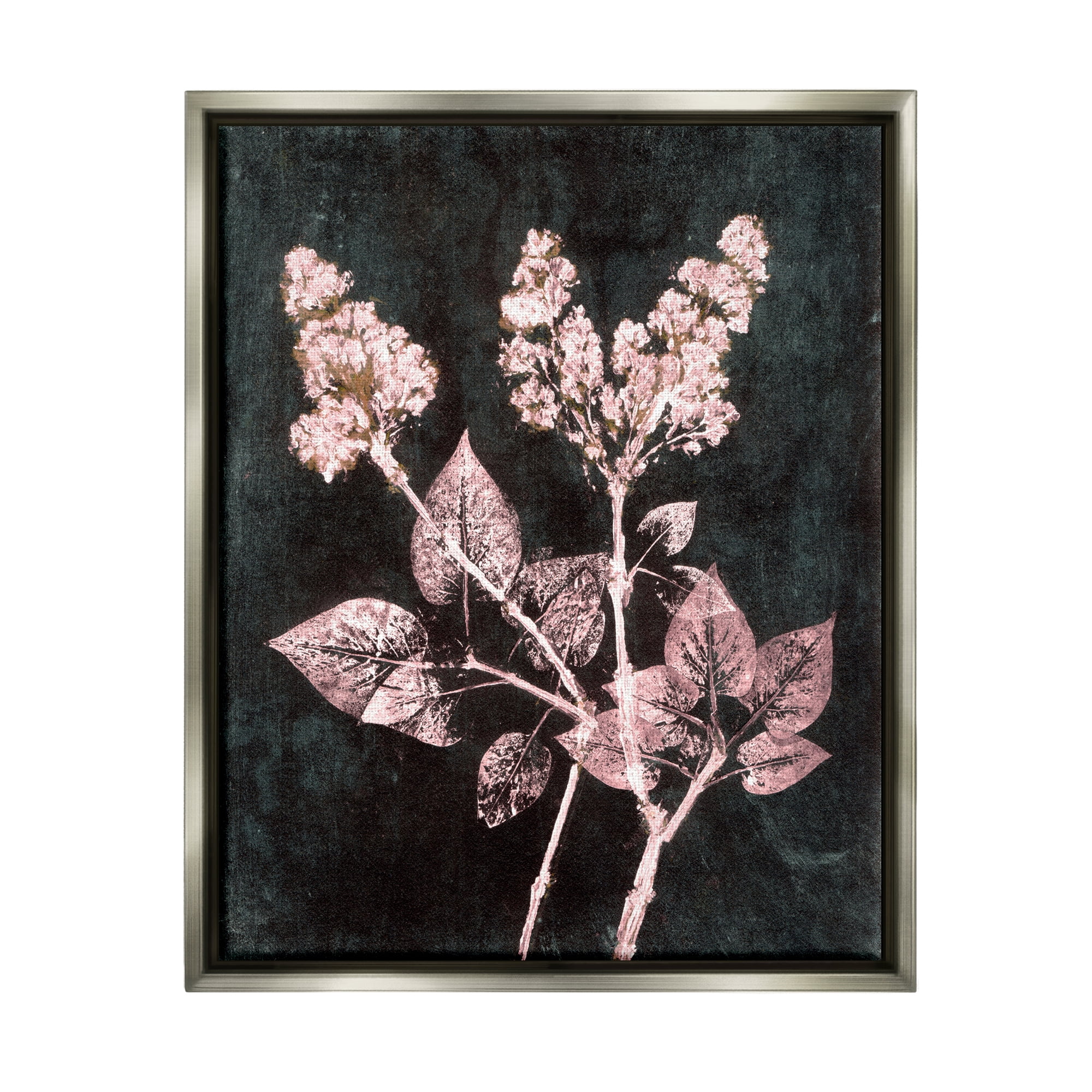 Stupell Industries Abstract Lilac Plant Botanical & Floral Painting Gray Floater Framed Art Print Wall Art, 17 x 21
