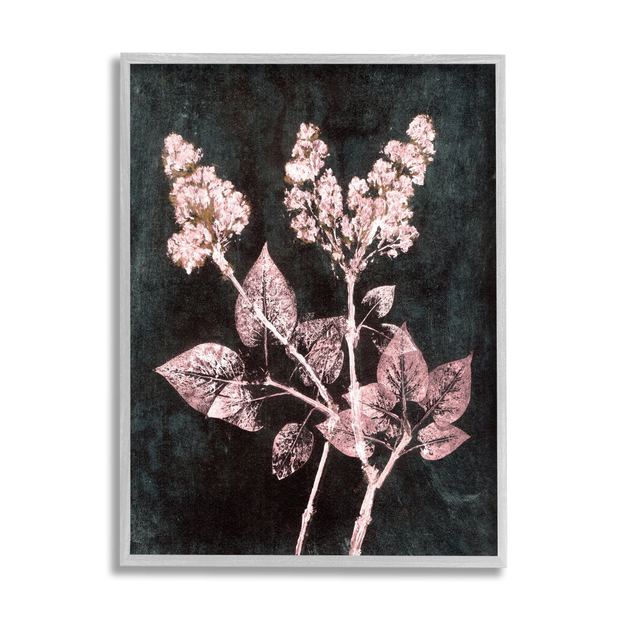 Stupell Industries Abstract Lilac Plant Botanical & Floral Painting Gray Framed Art Print Wall Art, 24 x 30