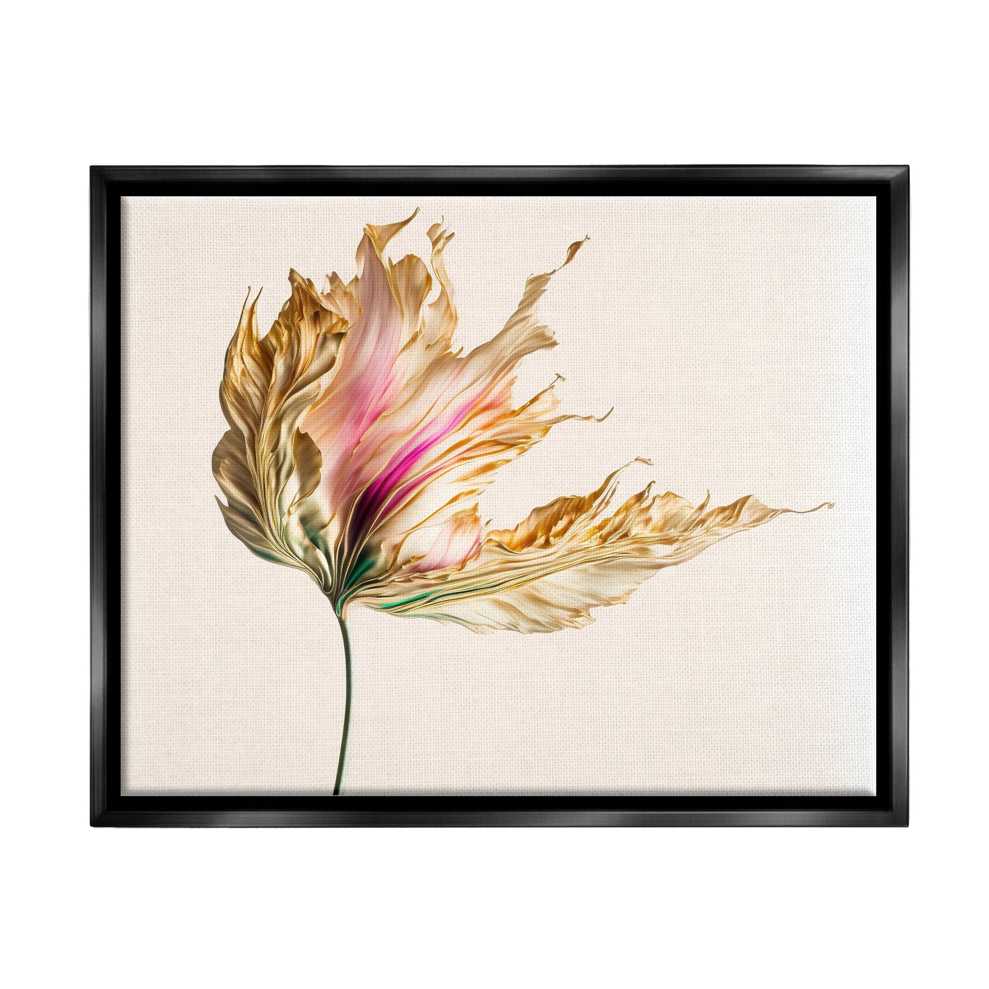 Stupell Industries Abstract Lily Petals Botanical & Floral Painting Black Floater Framed Canvas Art Print Wall Art, 21 x 17