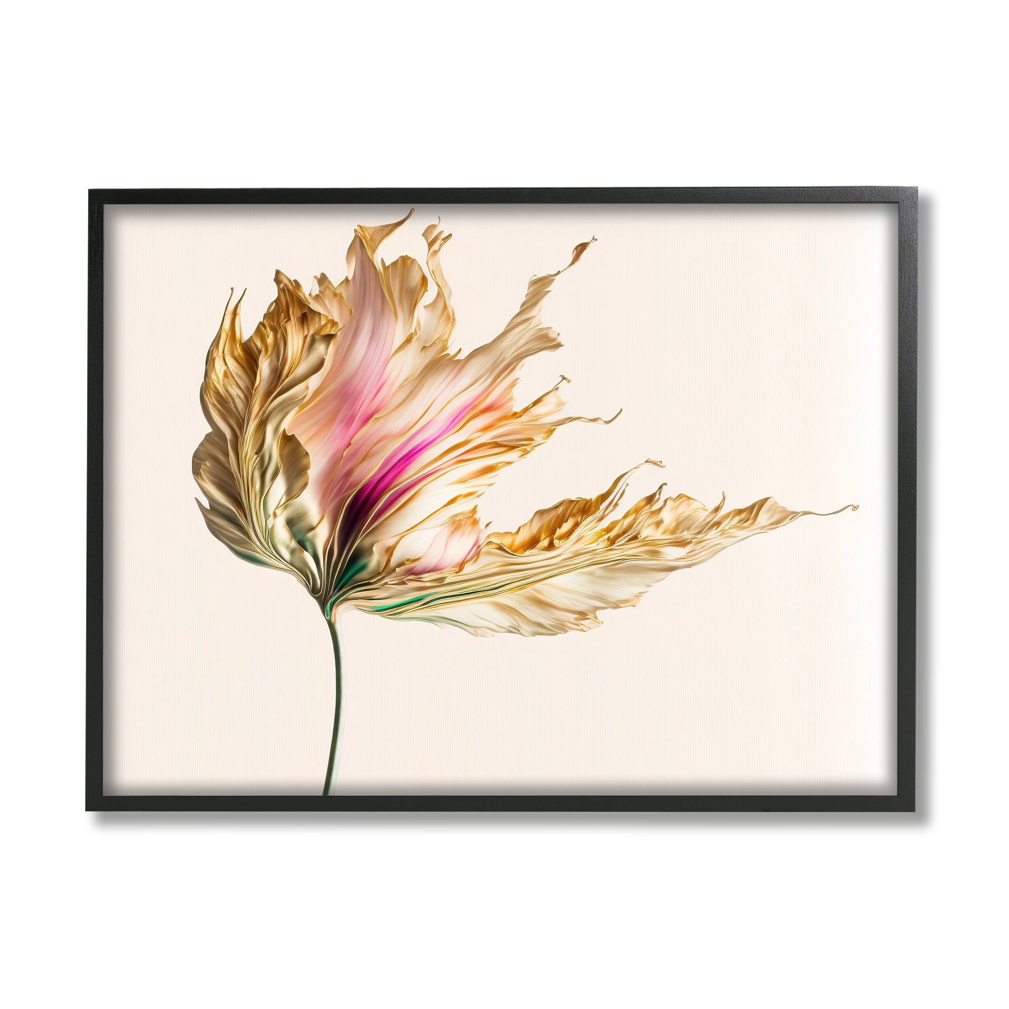 Stupell Industries Abstract Lily Petals Botanical & Floral Painting Black Framed Art Print Wall Art, 20 x 16
