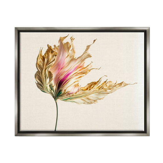 Stupell Industries Abstract Lily Petals Botanical & Floral Painting Gray Floater Framed Canvas Art Print Wall Art, 31 x 25