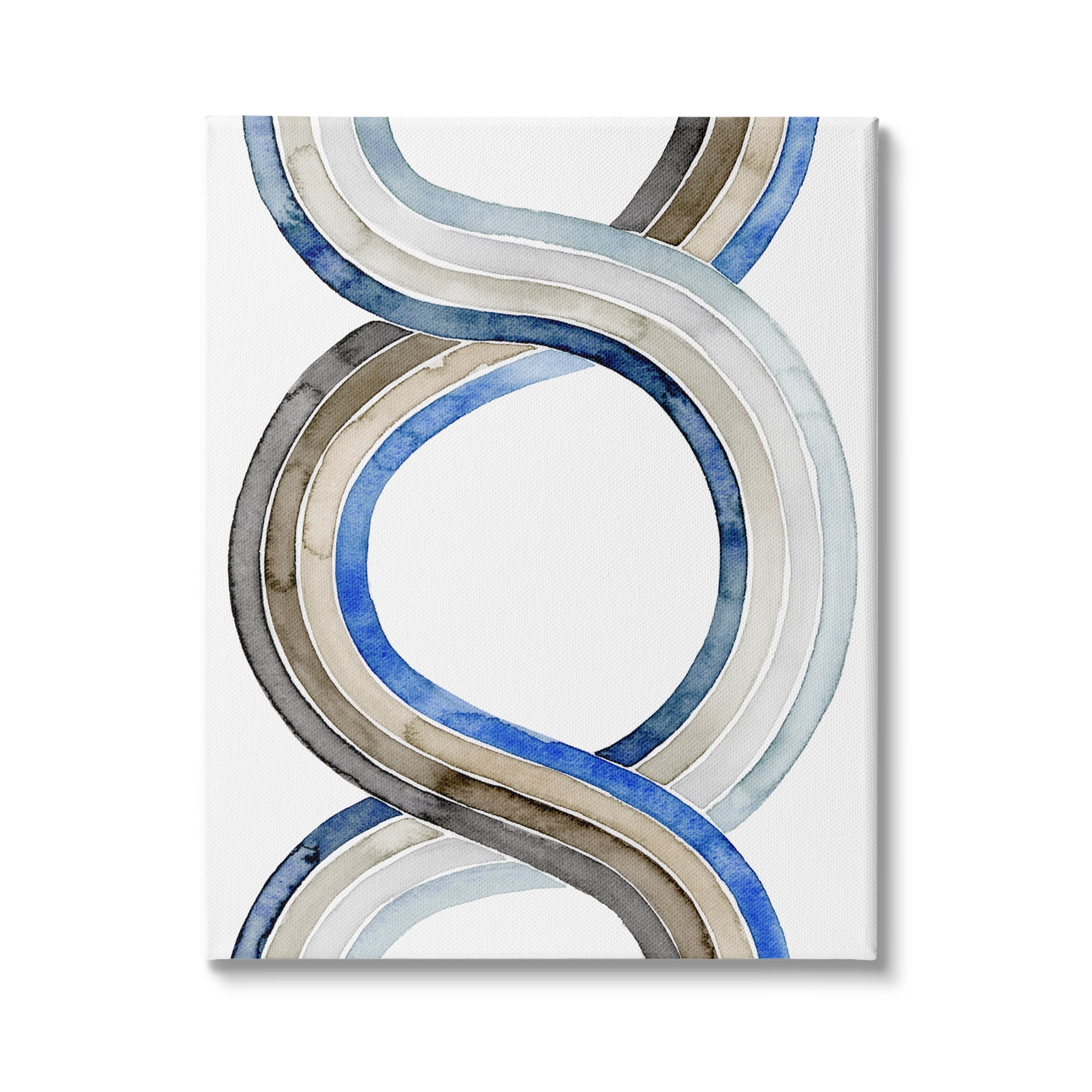 Stupell Industries Abstract Line Braid Blue Brown Pattern Watercolor Painting, 16 x 20,Design by Grace Popp