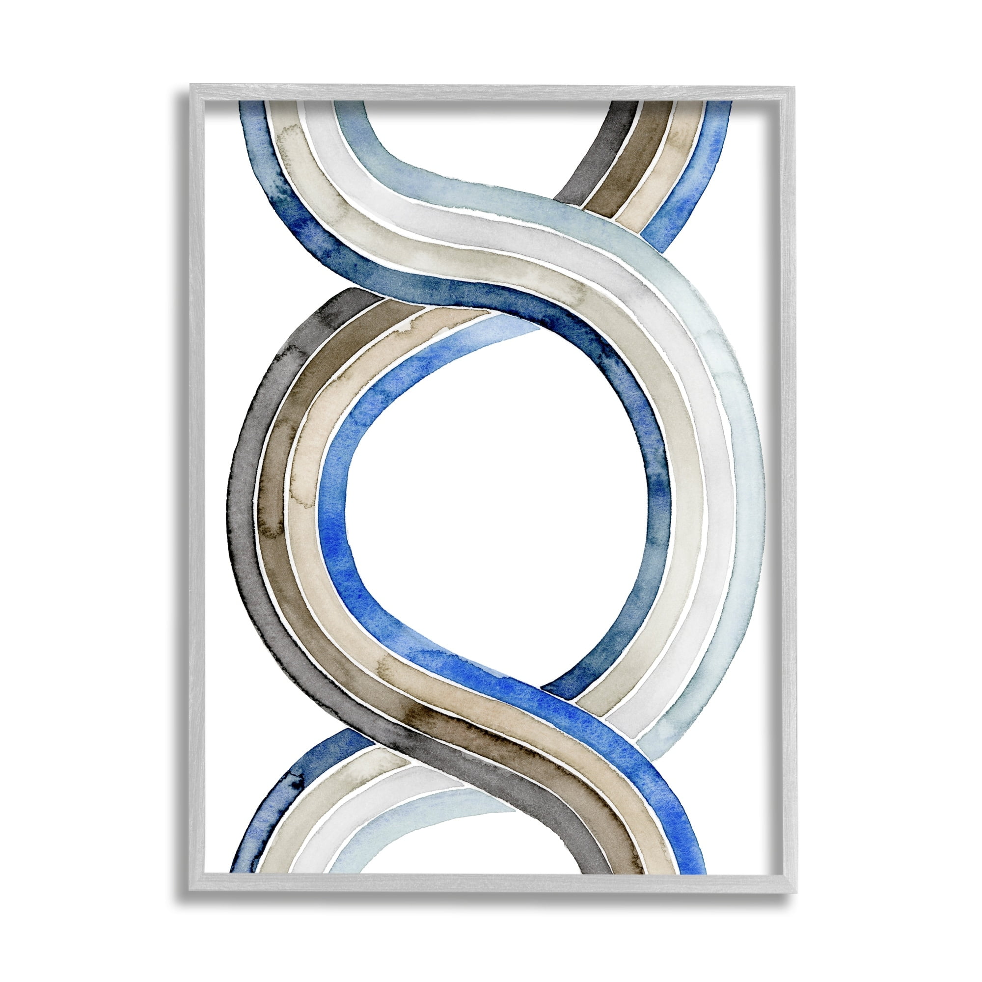 Stupell Industries Abstract Line Braid Blue Brown Pattern Watercolor Painting, 24 x 30,Design by Grace Popp