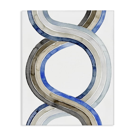 Stupell Industries Transitional Abstract Line Braid Blue Brown Pattern Watercolor Canvas Art, 30 x 40, by Grace Popp
