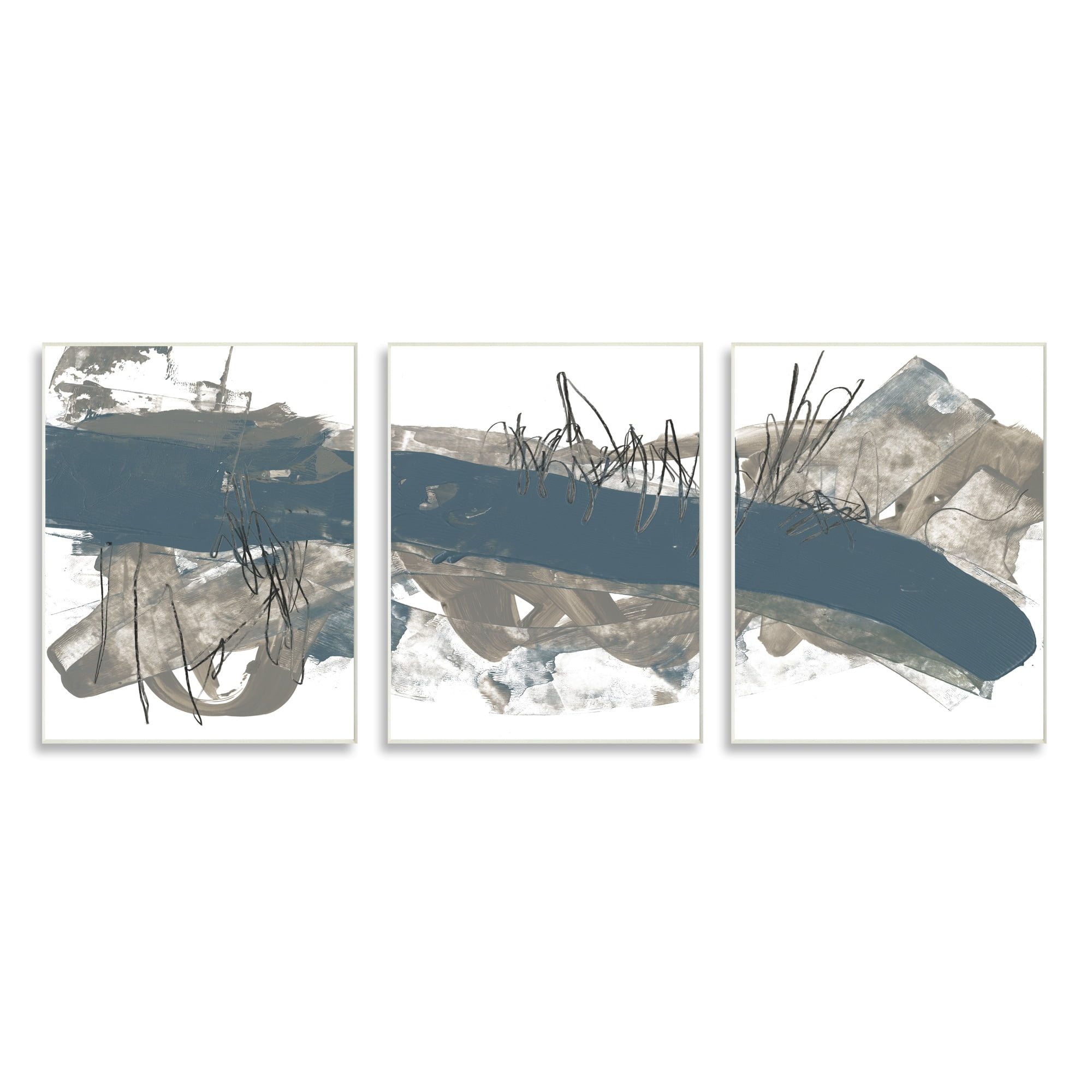 Stupell Industries Abstract Line Painting Bold Blue Busy Grey Movement, 10 x 15,Design by Jennifer Goldberger
