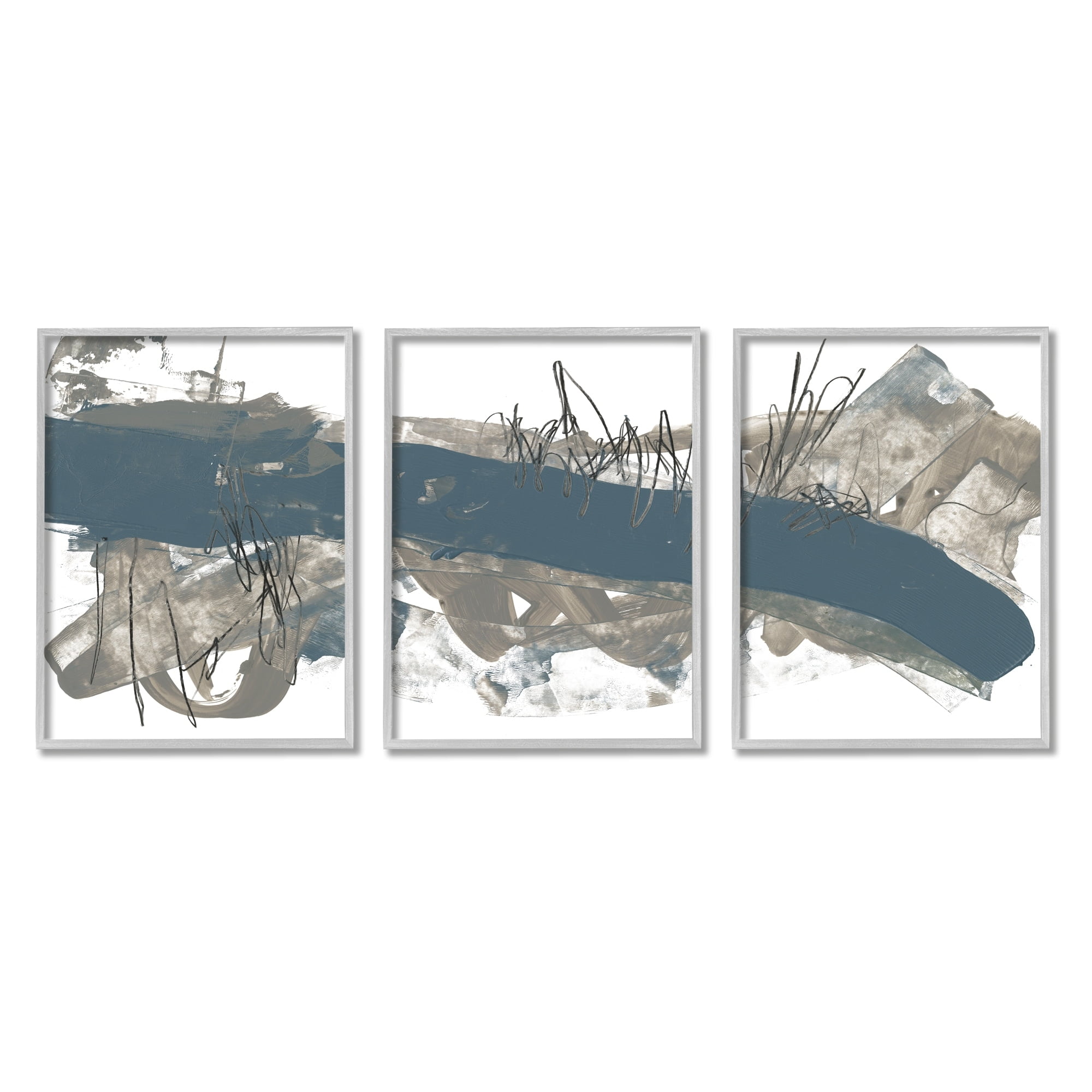 Stupell Industries Abstract Line Painting Bold Blue Busy Grey Movement, 24 x 30,Design by Jennifer Goldberger