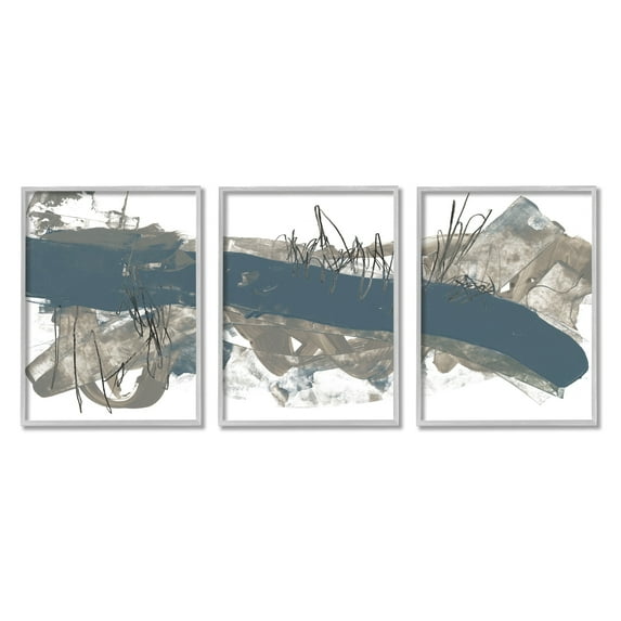 Stupell Industries Abstract Line Painting Bold Blue Busy Grey Movement, 24 x 30,Design by Jennifer Goldberger