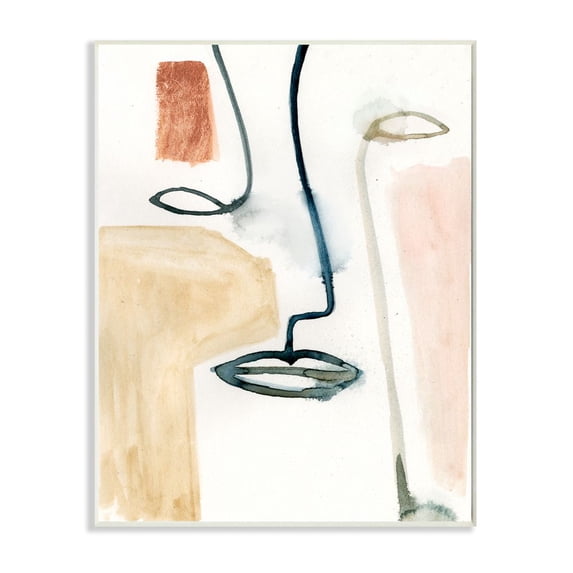 Stupell Industries Abstract Line and Color Block Face Impression Abstract Painting Unframed Art Print Wall Art, 10 x 15