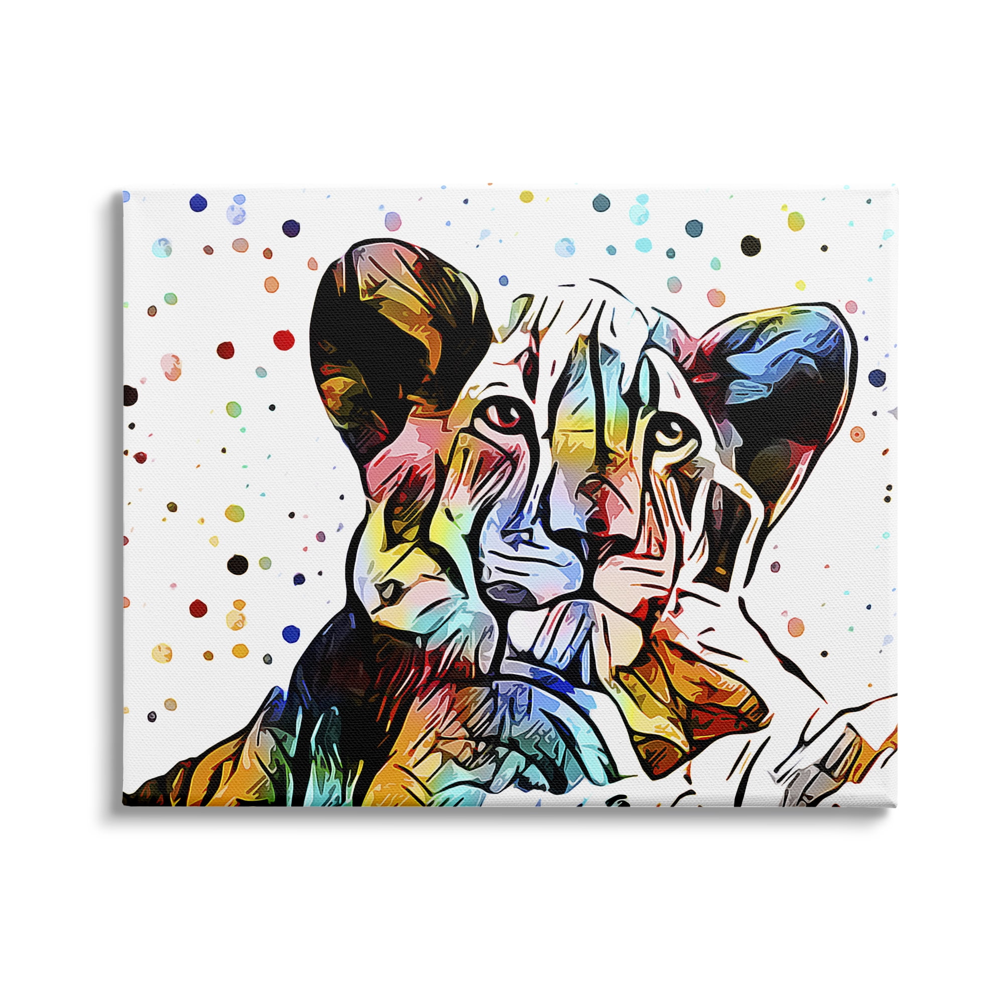 Stupell Industries Abstract Lion Cub Portrait Vibrant Polka Dots, 20 x 16,Design by Ashley Aldridge