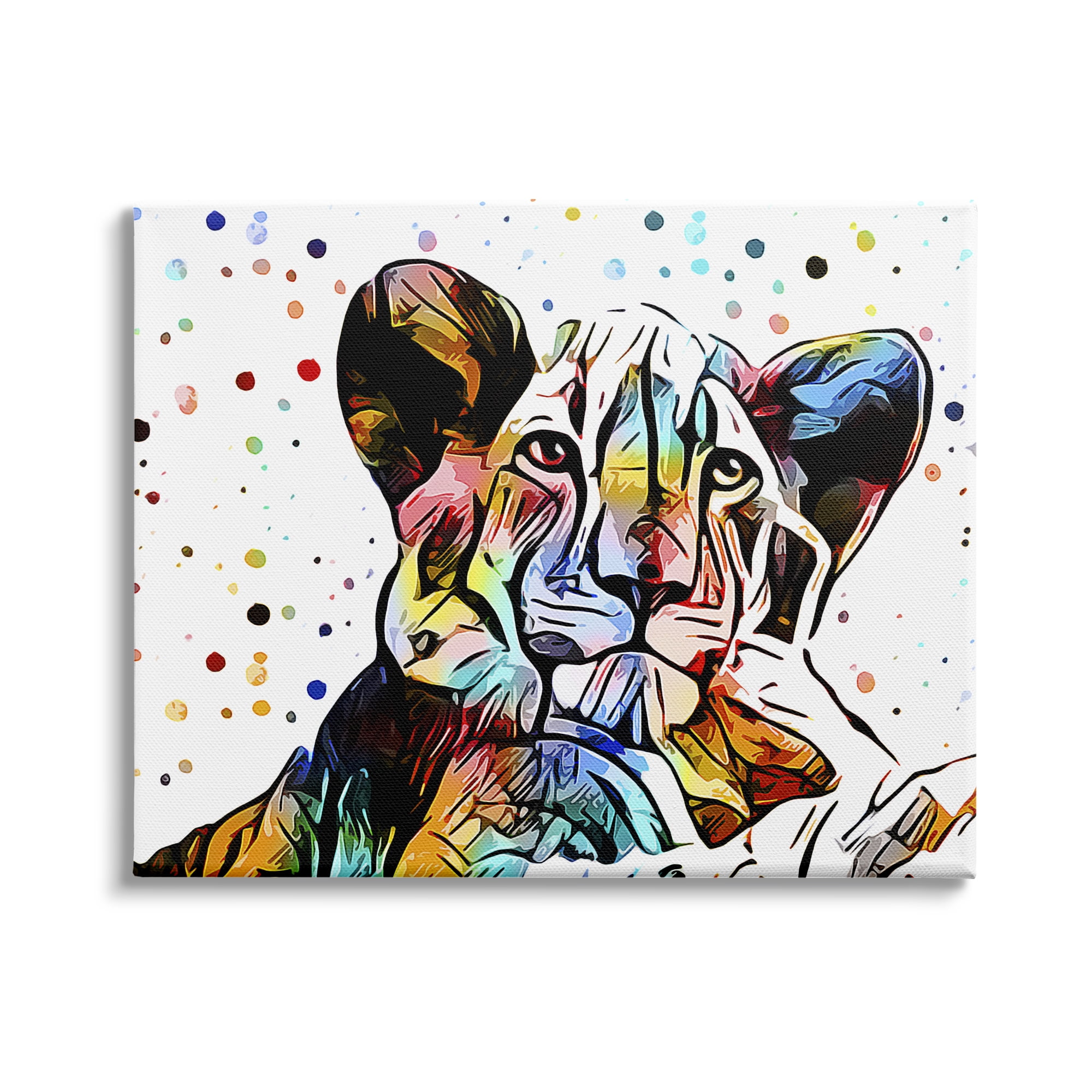 Stupell Industries Abstract Lion Cub Portrait Vibrant Polka Dots, 48 x 36,Design by Ashley Aldridge