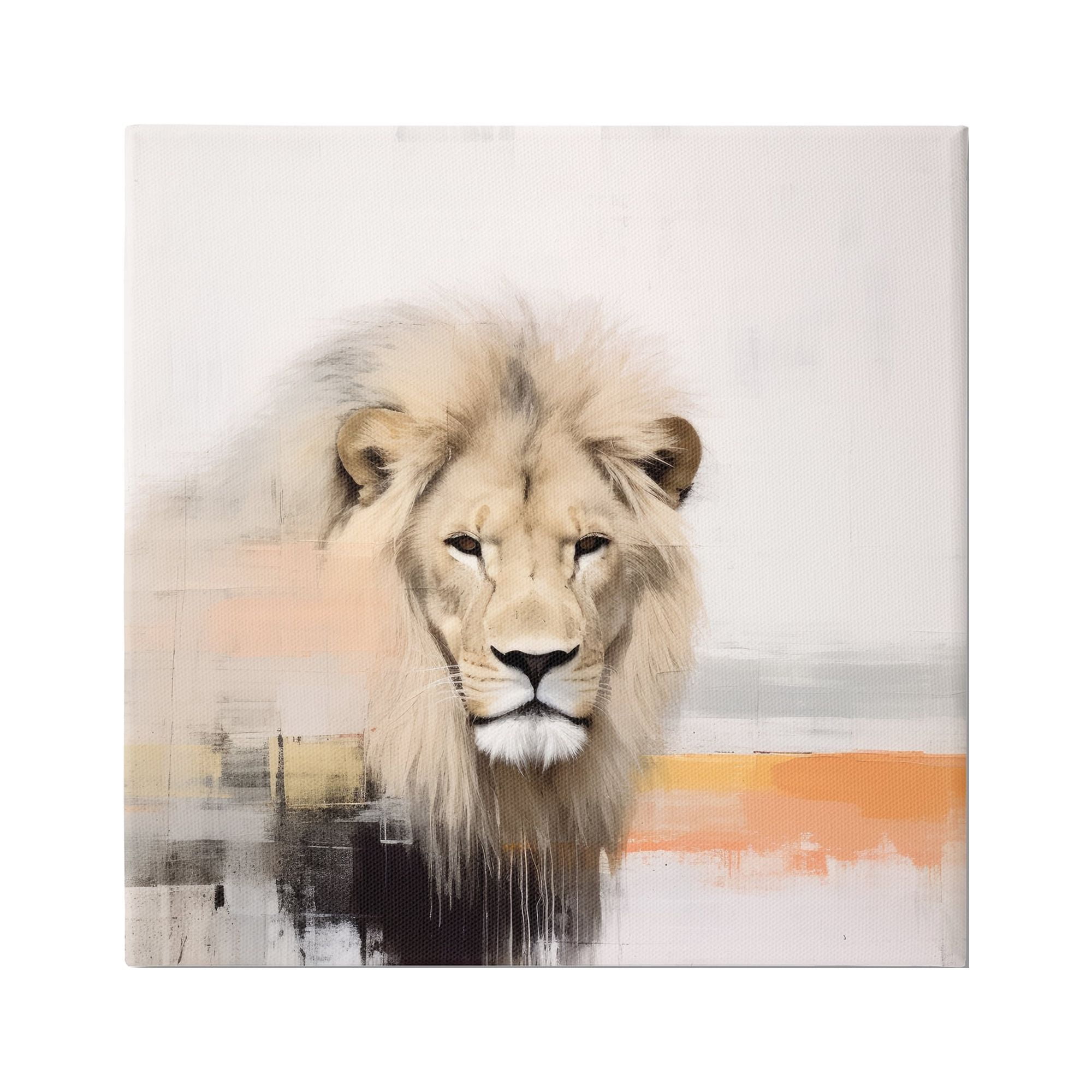 Stupell Industries Abstract Lion Portrait Animals & Insects Painting Gallery Wrapped Canvas Art Print Wall Art, 17 x 17