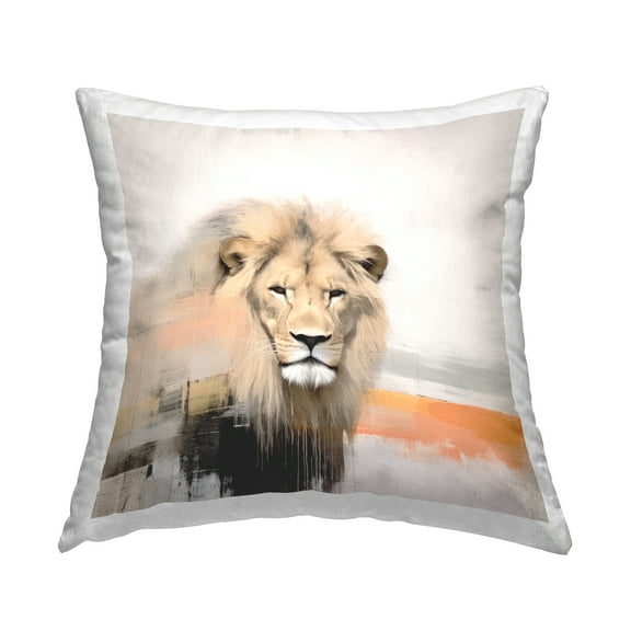 Stupell Industries Abstract Lion Wildlife Decorative Printed Throw Pillow, 18 x 18