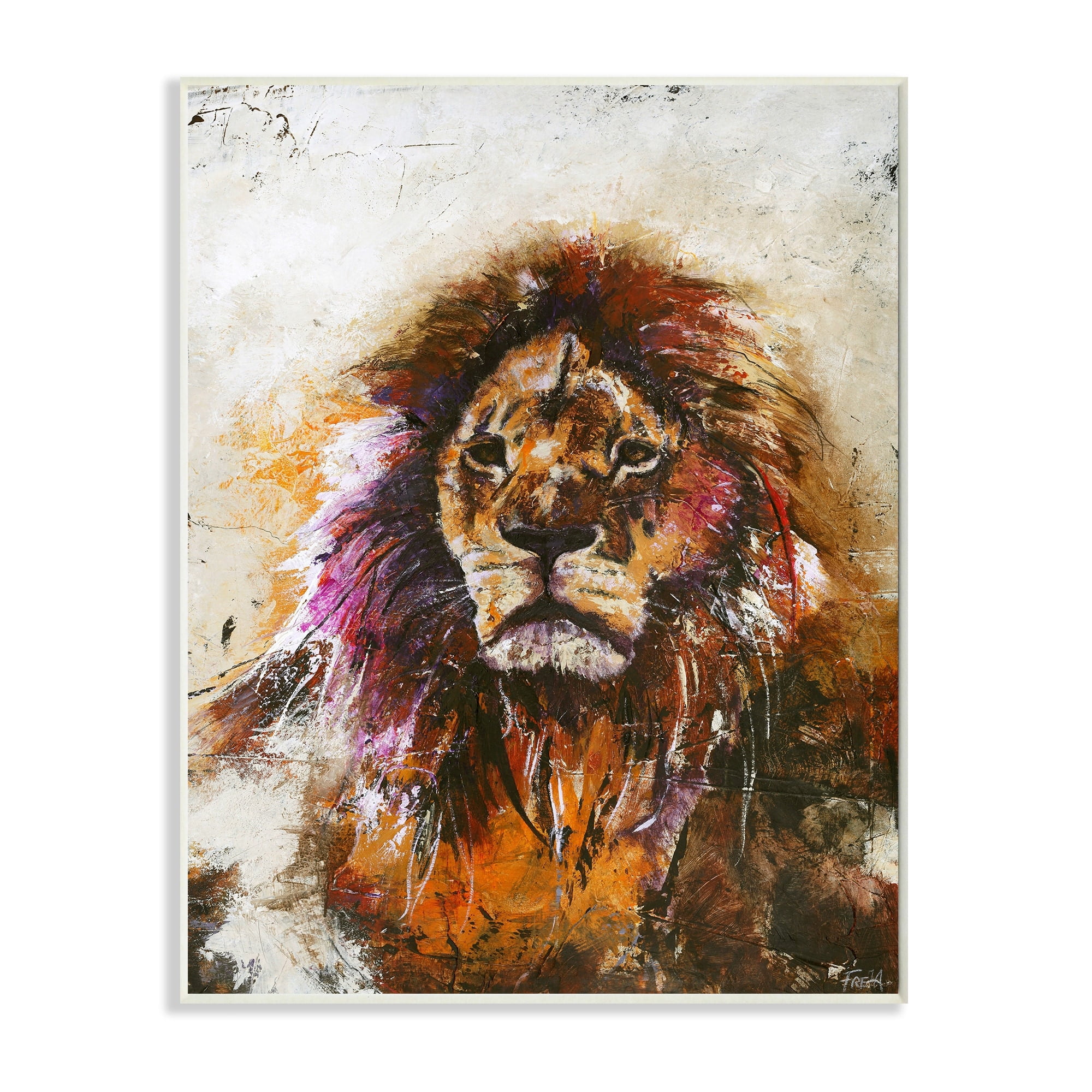 Stupell Industries Abstract Lion's Mane over Distressed Tan Brown Wall Plaque by Design Fabrikken