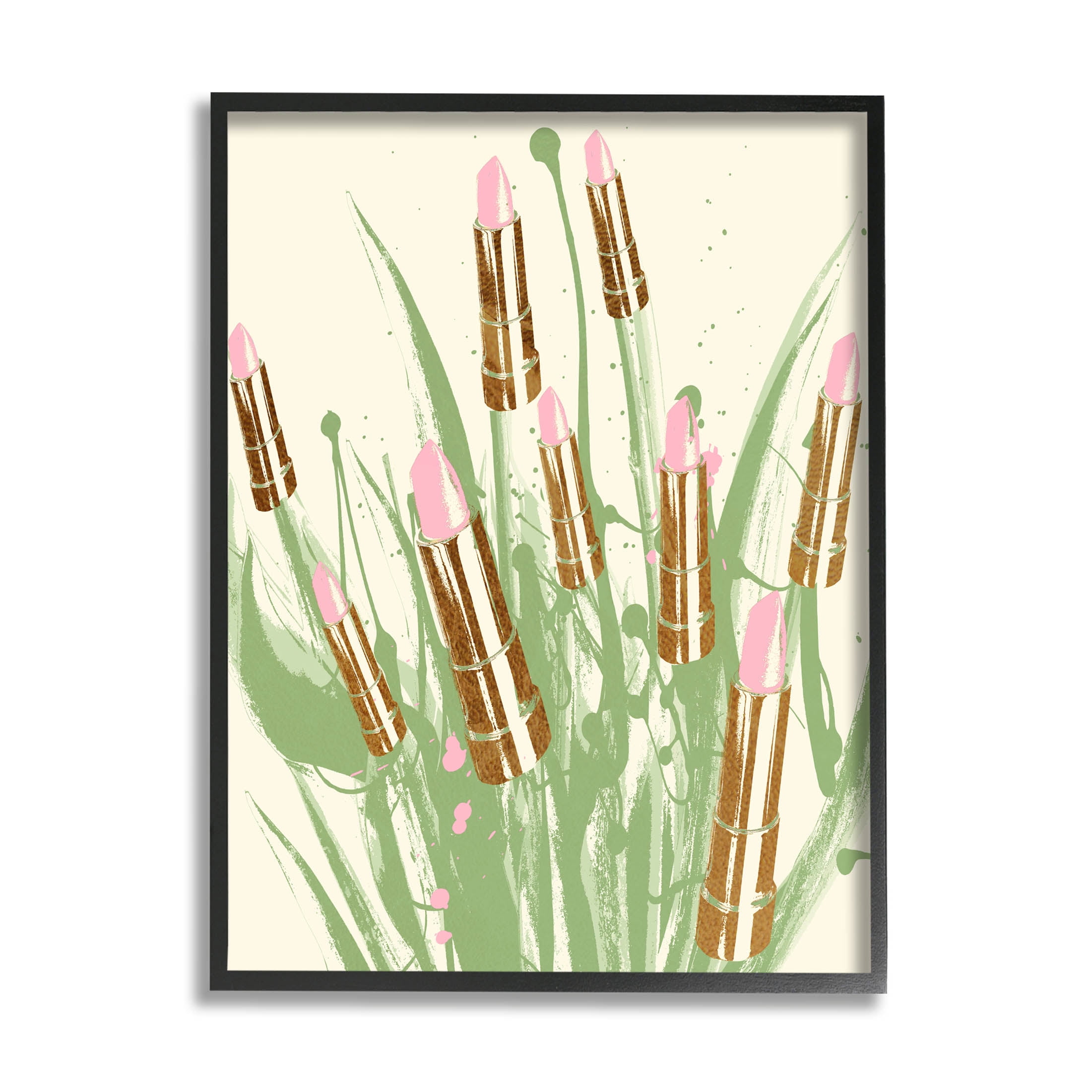 Stupell Industries Abstract Lipstick Glam Composition Graphic Art Black Framed Art Print Wall Art, Design by Lil' Rue