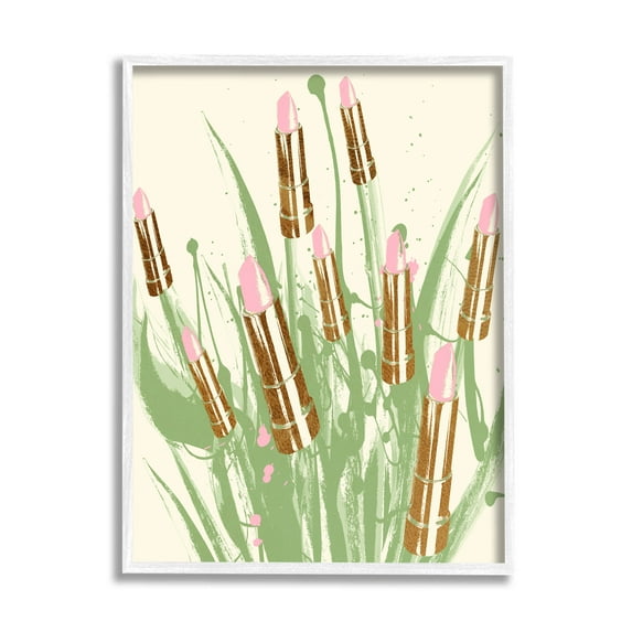 Stupell Industries Abstract Lipstick Glam Composition Graphic Art White Framed Art Print Wall Art, Design by Lil' Rue
