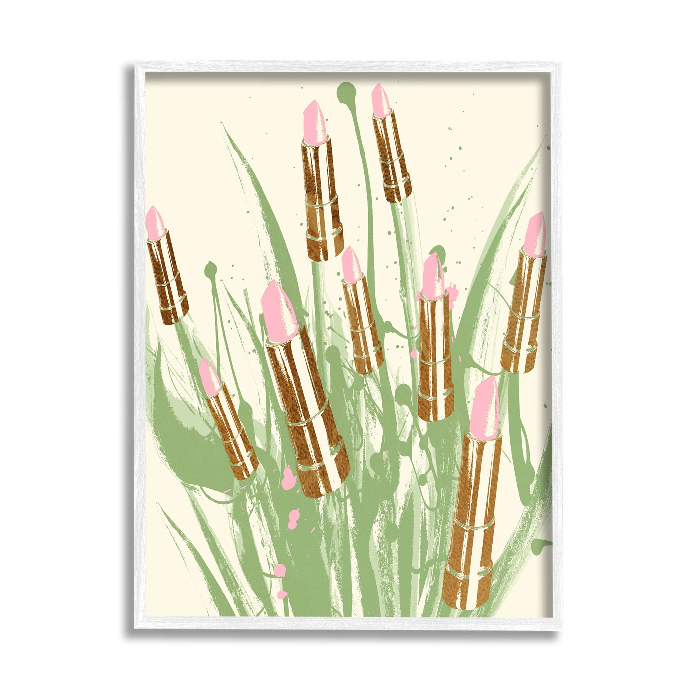Stupell Industries Abstract Lipstick Glam Composition Graphic Art White Framed Art Print Wall Art, Design by Lil' Rue
