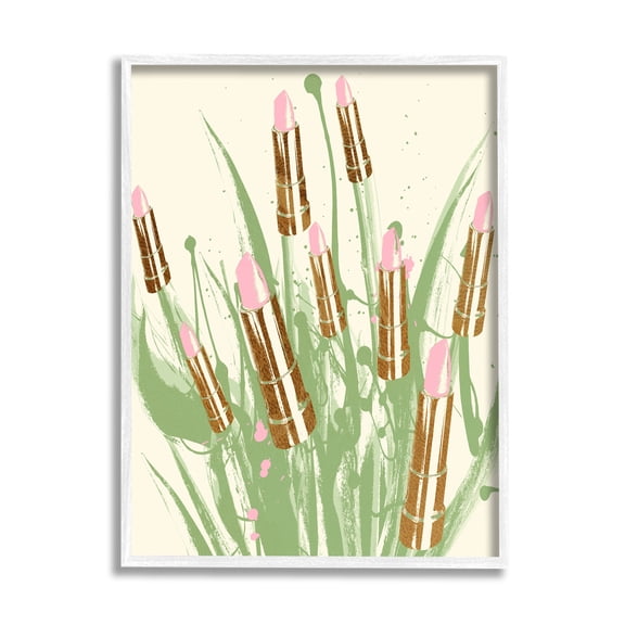 Stupell Industries Abstract Lipstick Glam Composition Graphic Art White Framed Art Print Wall Art, Design by Lil' Rue