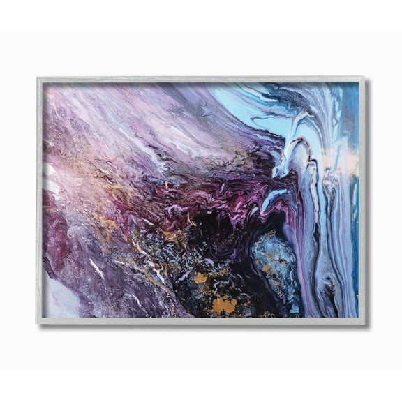 Stupell Industries Abstract Liquid Purple Blue Texture Painting Photography Gray Framed Art Print Wall Art, 16x20, by Leticia Herrera
