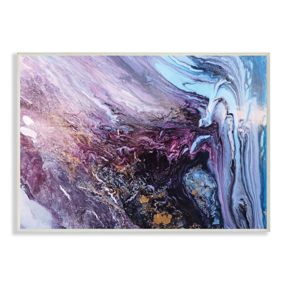 Stupell Industries Abstract Liquid Purple Blue Texture Painting Wall Plaque by Leticia Herrera, 13" x 19", Wall Plaque