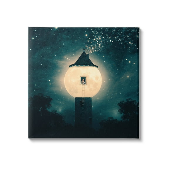 Stupell Industries Abstract Lunar Tower Beautiful Starry Sky Forest Canvas Wall Art, 30 x 30, Design by Paula Belle Flores