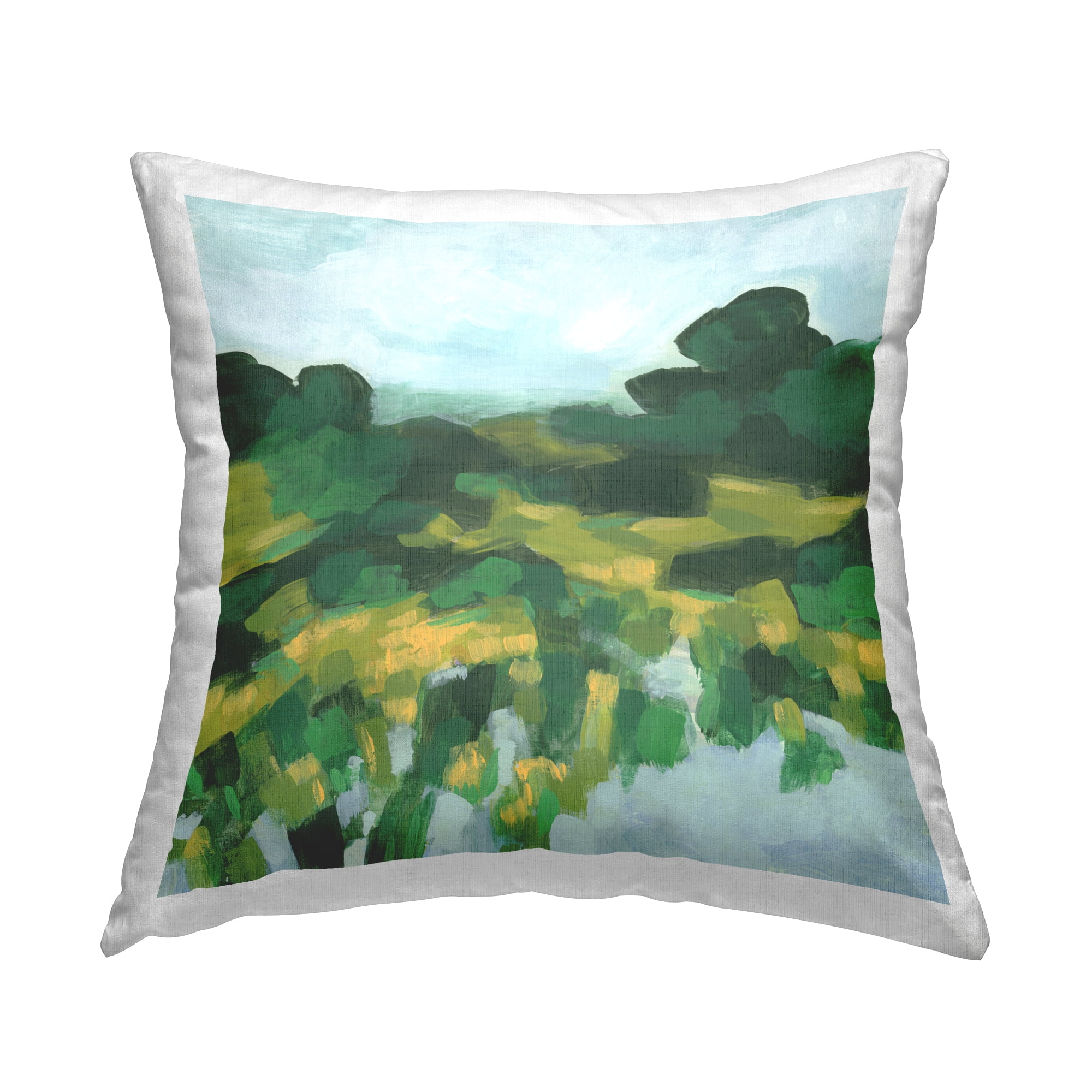 Stupell Industries Abstract Lush Green Landscape Decorative Printed Throw Pillow Design by June Erica Vess .